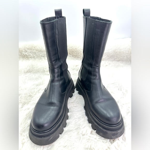 ALOHAS All Rounder chunky leather Boots Black Sz 9 Goth - Picture 16 of 16
